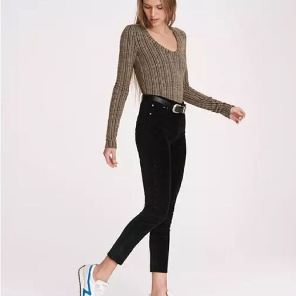 Rag & Bone NWT High Rise Black Velvet Skinny Pant. Size 26. - Picture 3 of 12